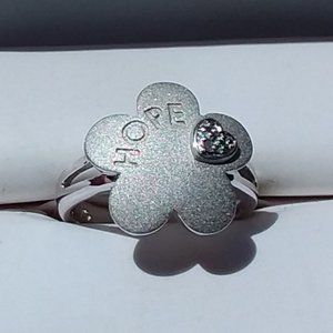 Size  - 8 Sterling Silver Diamond Accent Clover (Hope) Ring